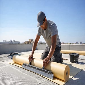 Instalación de lámina impermeabilizante DRY 80 en cubierta mediante sistema bajo revestimiento